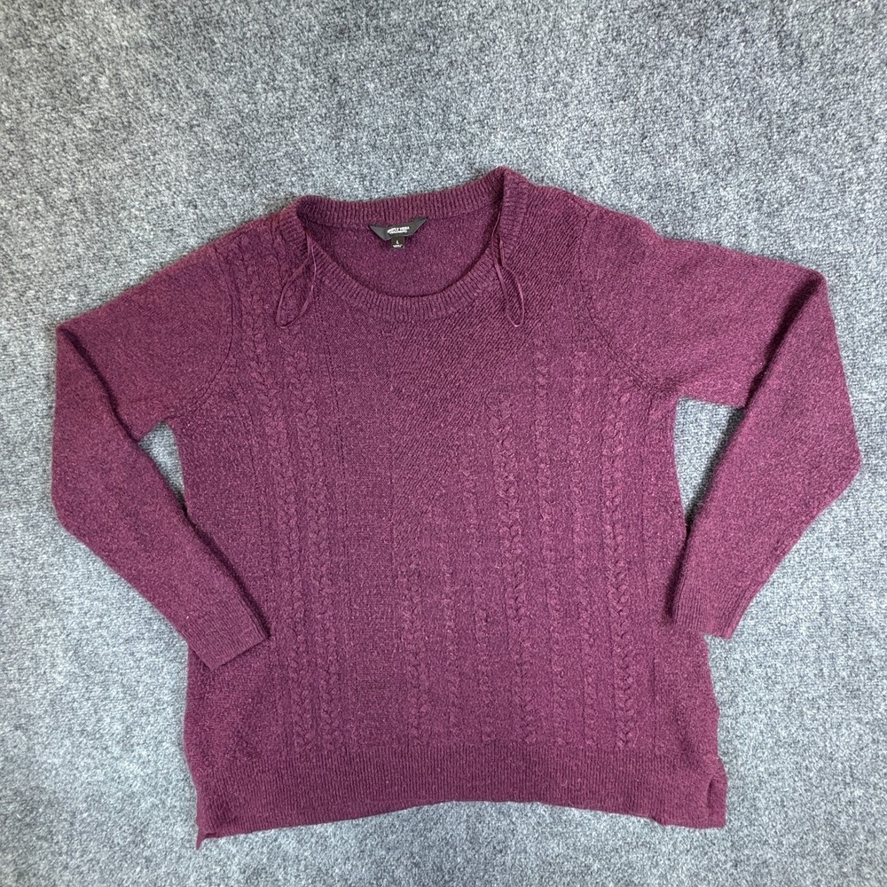 Simply Vera Vera Wang Sweater Womens Large Burgundy Braided Cable Knit Acrylic